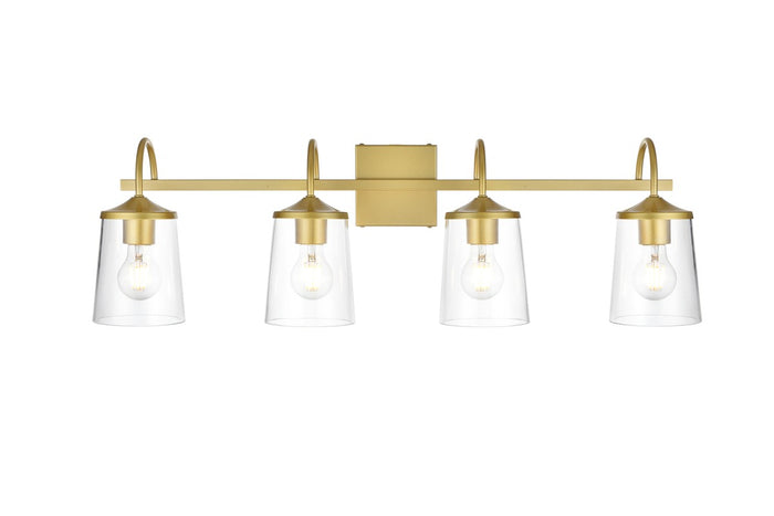 Elegant Lighting Four Light Bath Sconce from the Avani collection in Brass And Clear finish