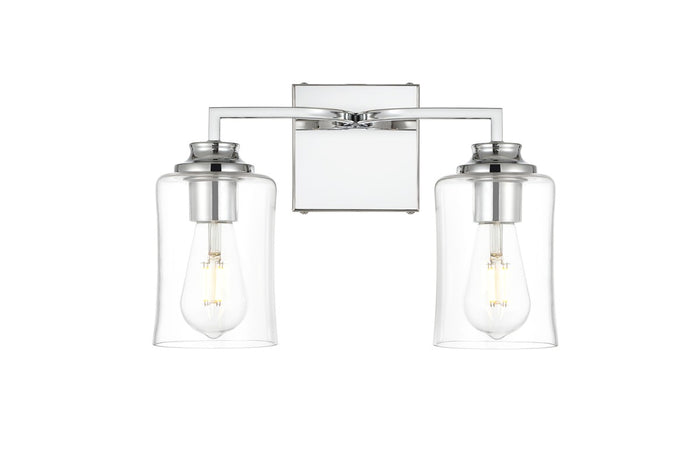 Elegant Lighting Two Light Bath Sconce from the Ronnie collection in Chrome And Clear finish