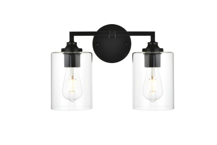Elegant Lighting Two Light Bath Sconce from the Mayson collection in Black And Clear finish