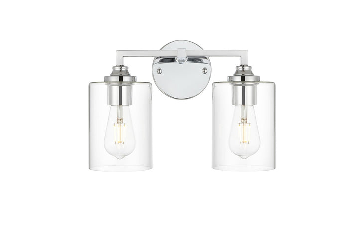 Elegant Lighting Two Light Bath Sconce from the Mayson collection in Chrome And Clear finish