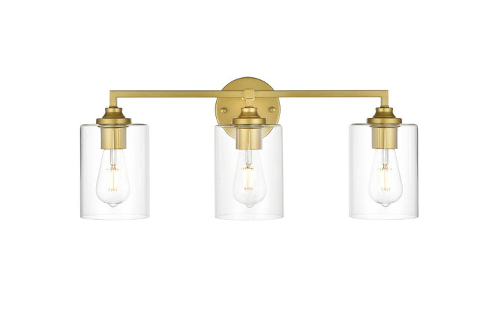 Elegant Lighting Three Light Bath Sconce from the Mayson collection in Brass And Clear finish