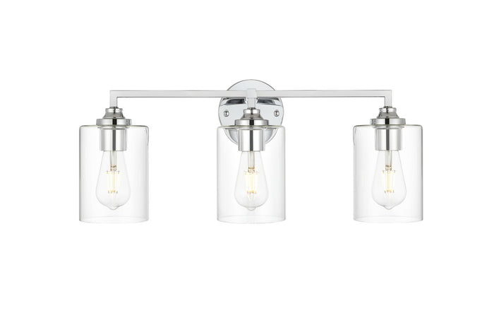 Elegant Lighting Three Light Bath Sconce from the Mayson collection in Chrome And Clear finish