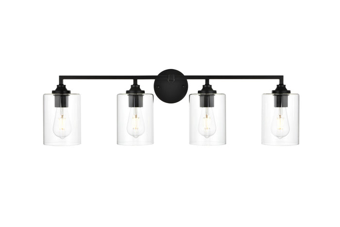 Elegant Lighting Four Light Bath Sconce from the Mayson collection in Black And Clear finish