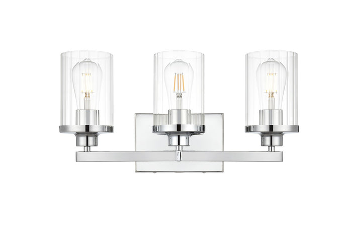 Elegant Lighting Three Light Bath Sconce from the Saanvi collection in Chrome And Clear finish
