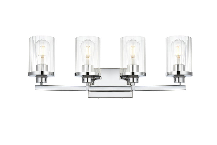 Elegant Lighting Four Light Bath Sconce from the Saanvi collection in Chrome And Clear finish