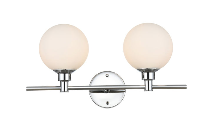 Elegant Lighting Two Light Bath Sconce from the Cordelia collection in Chrome And Frosted White finish