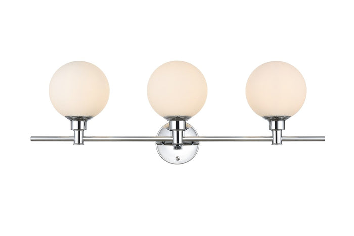 Elegant Lighting Three Light Bath Sconce from the Cordelia collection in Chrome And Frosted White finish