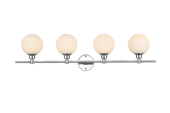 Elegant Lighting Four Light Bath Sconce from the Cordelia collection in Chrome And Frosted White finish