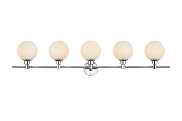 Elegant Lighting Five Light Bath Sconce from the Cordelia collection in Chrome And Frosted White finish