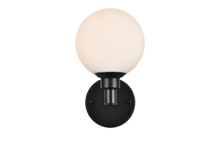 Elegant Lighting One Light Bath Sconce from the Cordelia collection in Black And Frosted White finish
