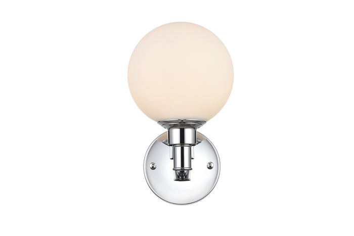 Elegant Lighting One Light Bath Sconce from the Cordelia collection in Chrome And Frosted White finish