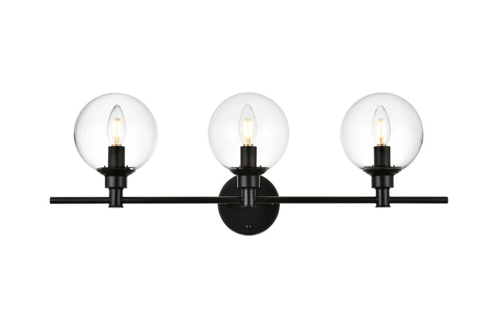 Elegant Lighting Three Light Bath Sconce from the Jaelynn collection in Black And Clear finish