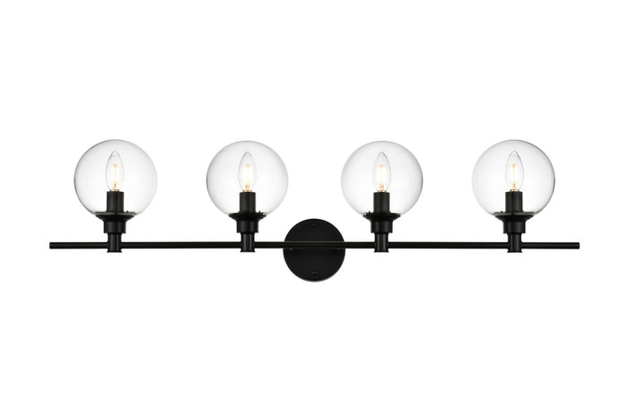 Elegant Lighting Four Light Bath Sconce from the Jaelynn collection in Black And Clear finish
