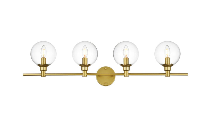 Elegant Lighting Four Light Bath Sconce from the Jaelynn collection in Brass And Clear finish