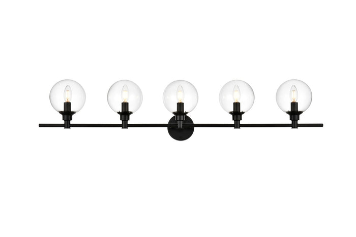 Elegant Lighting Five Light Bath Sconce from the Jaelynn collection in Black And Clear finish