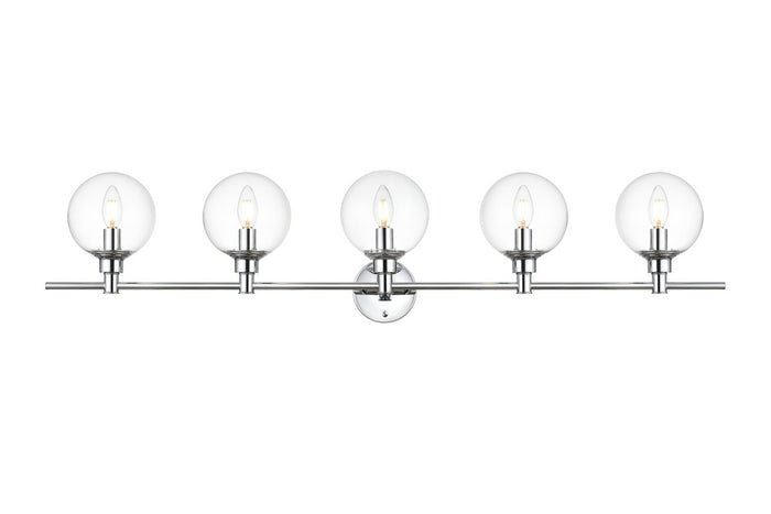 Elegant Lighting Five Light Bath Sconce from the Jaelynn collection in Chrome And Clear finish