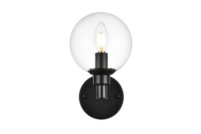 Elegant Lighting One Light Bath Sconce from the Jaelynn collection in Black And Clear finish