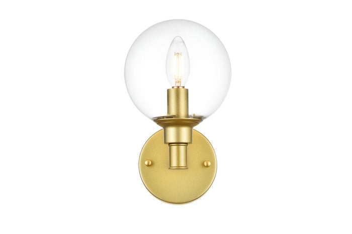 Elegant Lighting One Light Bath Sconce from the Jaelynn collection in Brass And Clear finish