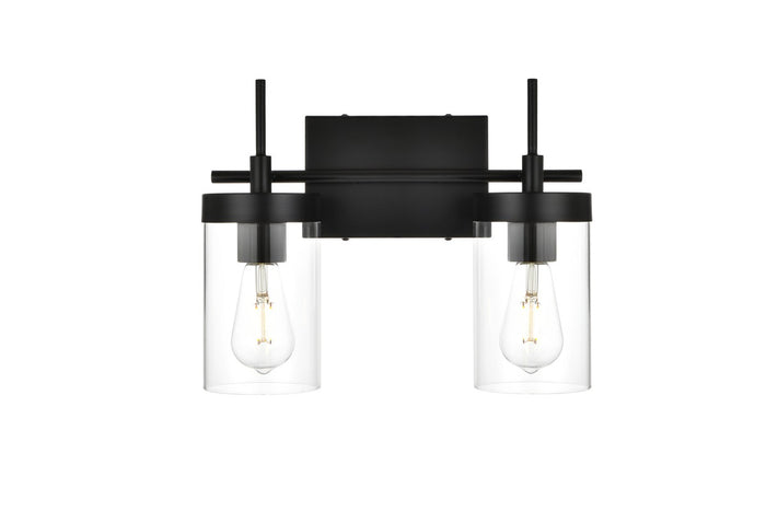 Elegant Lighting Two Light Bath Sconce from the Benny collection in Black And Clear finish
