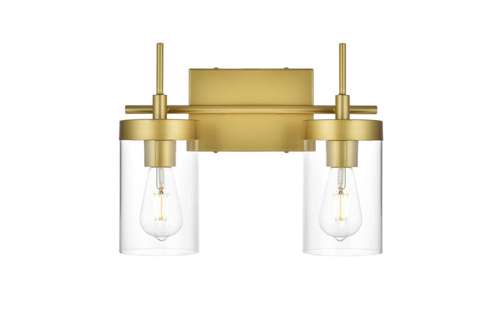 Elegant Lighting Two Light Bath Sconce from the Benny collection in Brass And Clear finish