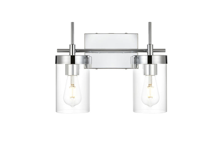 Elegant Lighting Two Light Bath Sconce from the Benny collection in Chrome And Clear finish