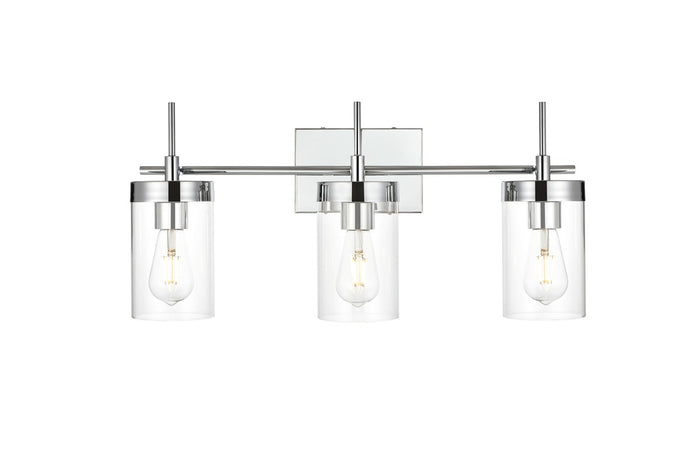 Elegant Lighting Three Light Bath Sconce from the Benny collection in Chrome And Clear finish