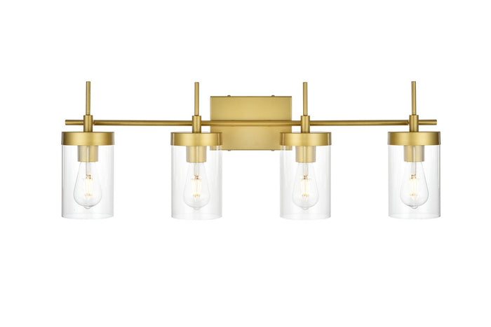Elegant Lighting Four Light Bath Sconce from the Benny collection in Brass And Clear finish