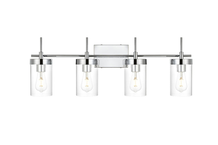 Elegant Lighting Four Light Bath Sconce from the Benny collection in Chrome And Clear finish