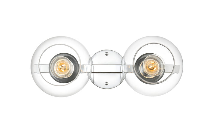 Elegant Lighting Two Light Bath Sconce from the Rogelio collection in Chrome And Clear finish