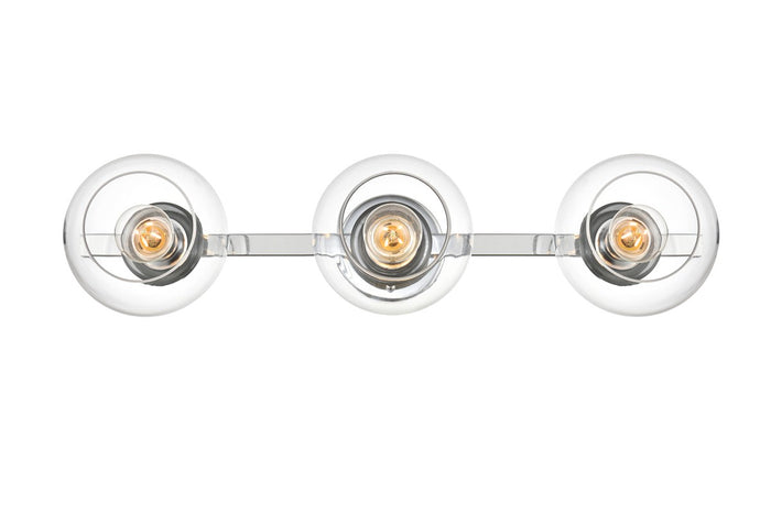 Elegant Lighting Three Light Bath Sconce from the Rogelio collection in Chrome And Clear finish