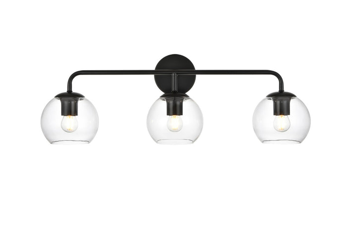 Elegant Lighting Three Light Bath Sconce from the Genesis collection in Black And Clear finish