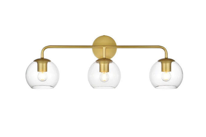 Elegant Lighting Three Light Bath Sconce from the Genesis collection in Brass And Clear finish