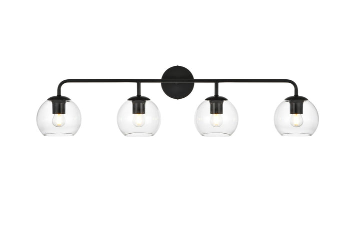 Elegant Lighting Four Light Bath Sconce from the Genesis collection in Black And Clear finish