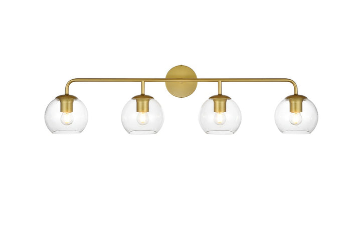 Elegant Lighting Four Light Bath Sconce from the Genesis collection in Brass And Clear finish