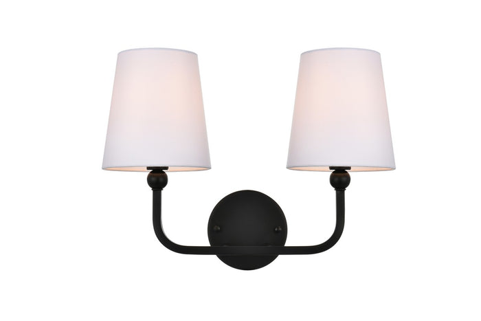 Elegant Lighting Two Light Bath Sconce from the Colson collection in Black And Clear finish