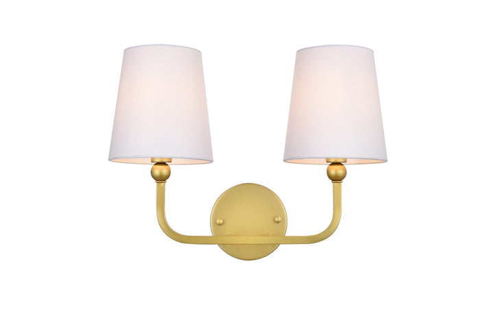 Elegant Lighting Two Light Bath Sconce from the Colson collection in Brass And Clear finish