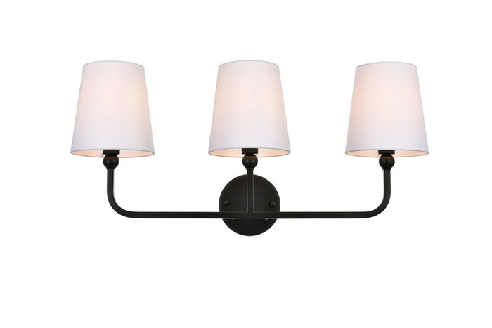 Elegant Lighting Three Light Bath Sconce from the Colson collection in Black And Clear finish