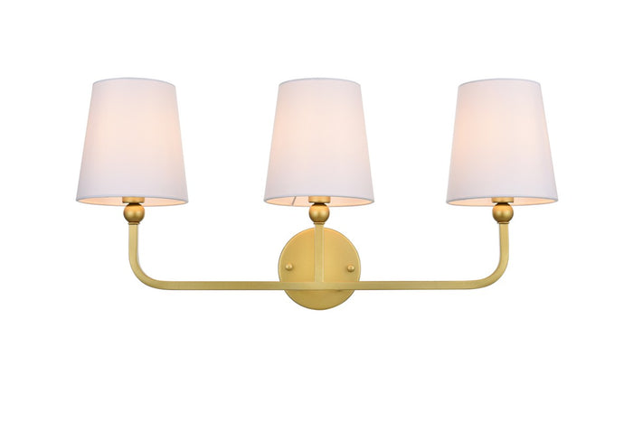 Elegant Lighting Three Light Bath Sconce from the Colson collection in Brass And Clear finish