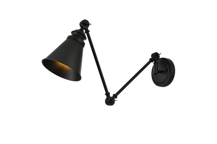 Elegant Lighting One Light Swing Arm Wall Sconce from the Ledger collection in Black finish
