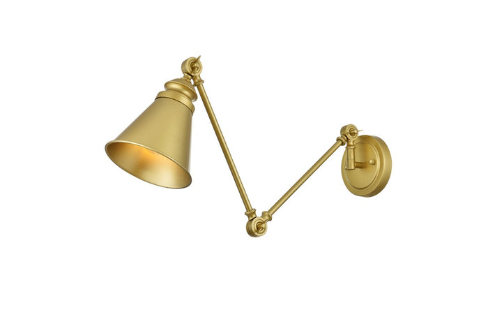 Elegant Lighting One Light Swing Arm Wall Sconce from the Ledger collection in Brass finish
