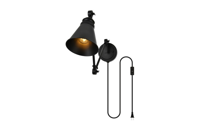 Elegant Lighting One Light Wall Sconce from the Van collection in Black finish
