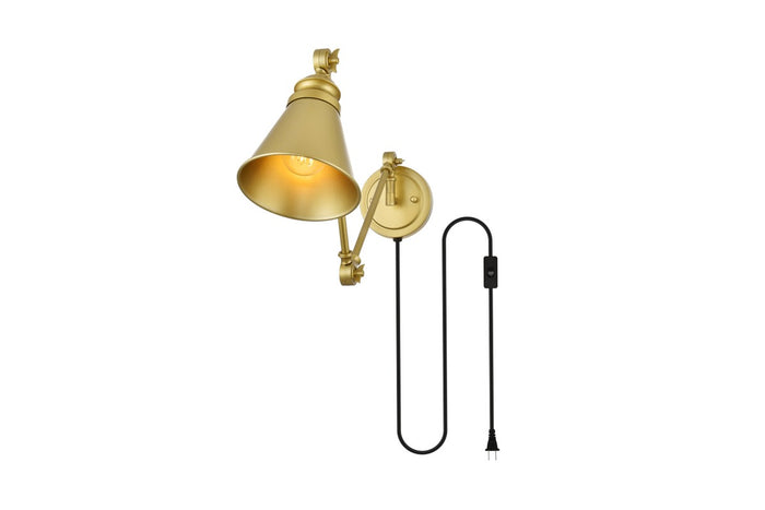 Elegant Lighting One Light Wall Sconce from the Van collection in Brass finish
