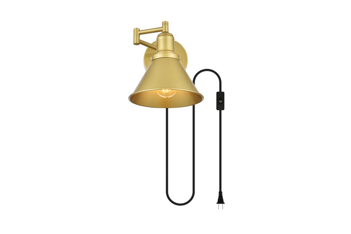 Elegant Lighting One Light Wall Sconce from the Jair collection in Brass finish
