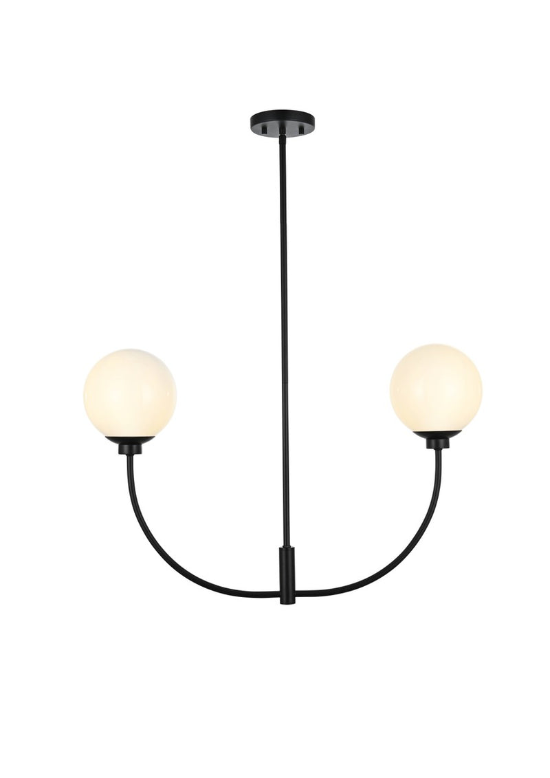 Elegant Lighting Two Light Chandelier from the Nyomi collection in Black finish