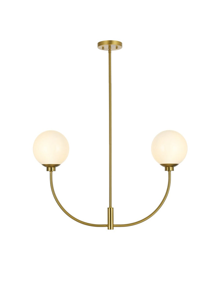 Elegant Lighting Two Light Chandelier from the Nyomi collection in Satin Gold finish