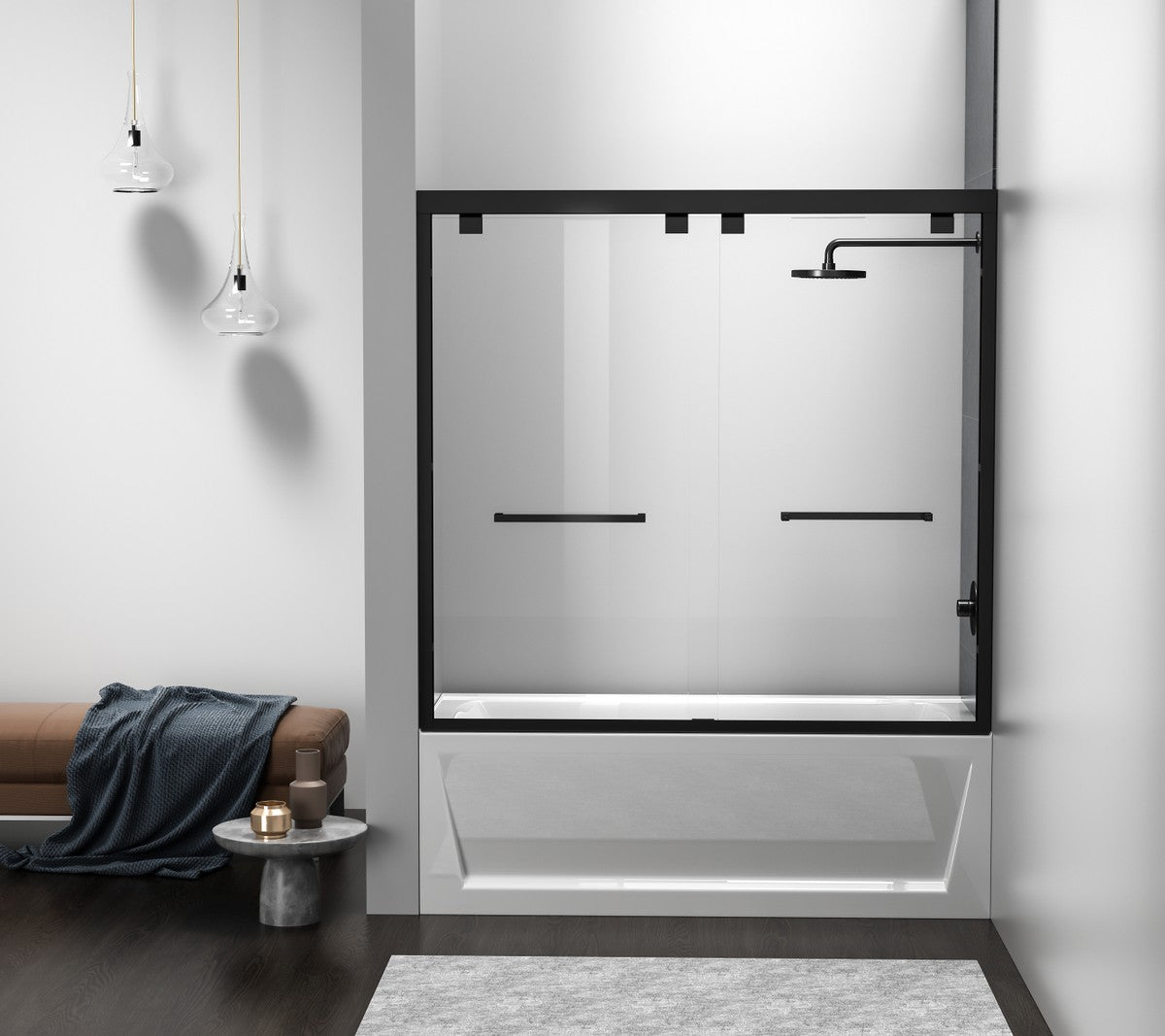 Elegant Lighting - TD333-6060MBK - Tub Door - Trenton - Clear