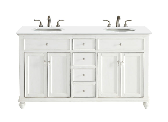 Elegant Lighting Double Bathroom Vanity from the Otto collection in Antique White finish