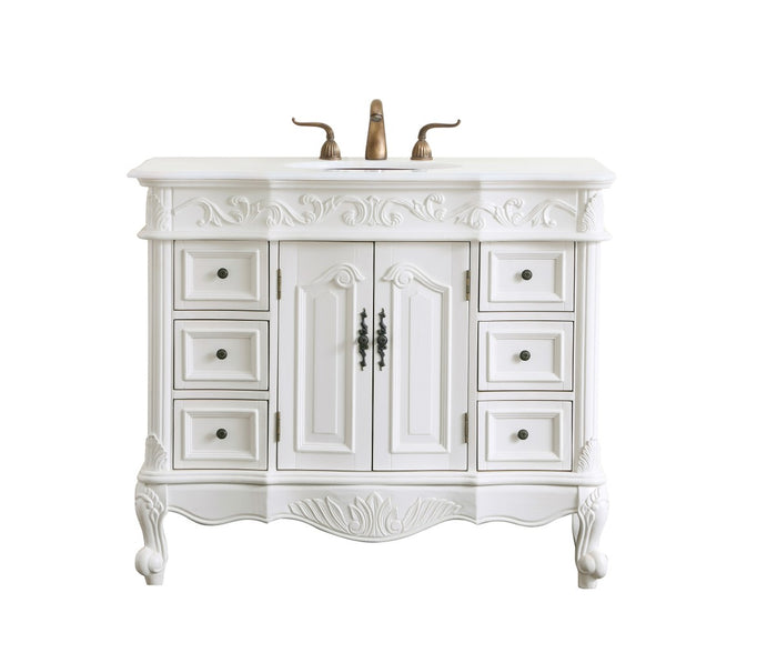 Elegant Lighting Single Bathroom Vanity from the Oakland collection in Antique White finish