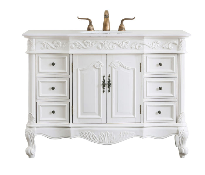 Elegant Lighting Single Bathroom Vanity from the Oakland collection in Antique White finish