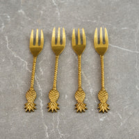 Design Shop Gold Forks w/ Pineapple Handle S/4